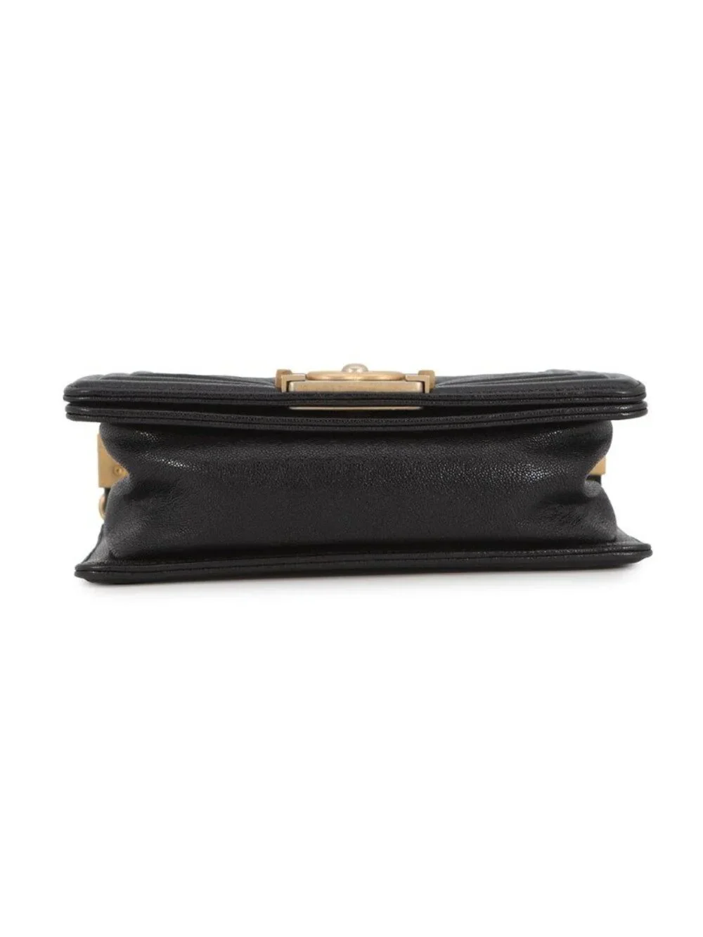 Chanel Chain Shoulder Bag Boy Small Quilted CC Logo Caviar Leather Black